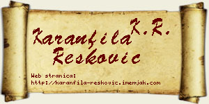 Karanfila Resković vizit kartica